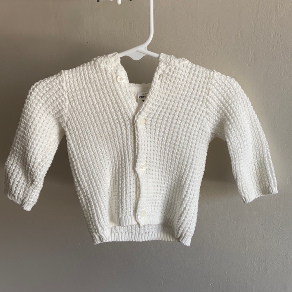 Carter’s white open knit cardigan sweater